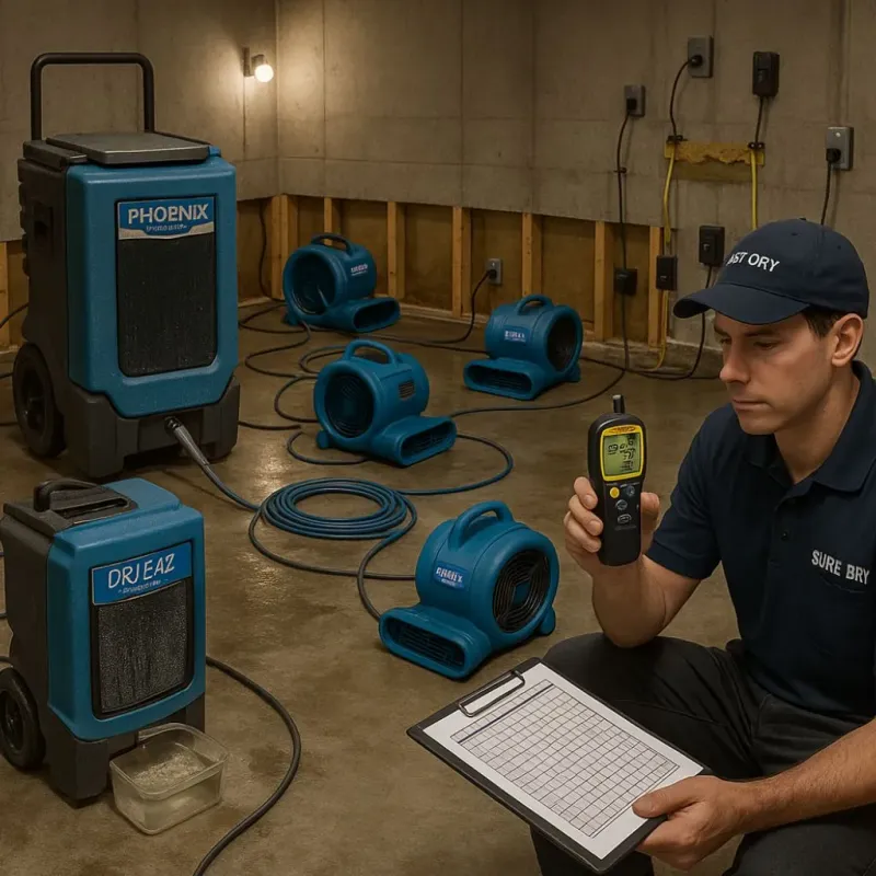 Structural Drying and Dehumidification process in Estelle, LA